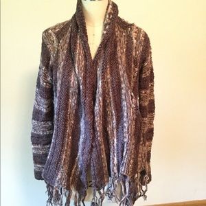 FREE PEOPLE BOHO FRINGE SWEATER SZ S 🦋🌳🌈